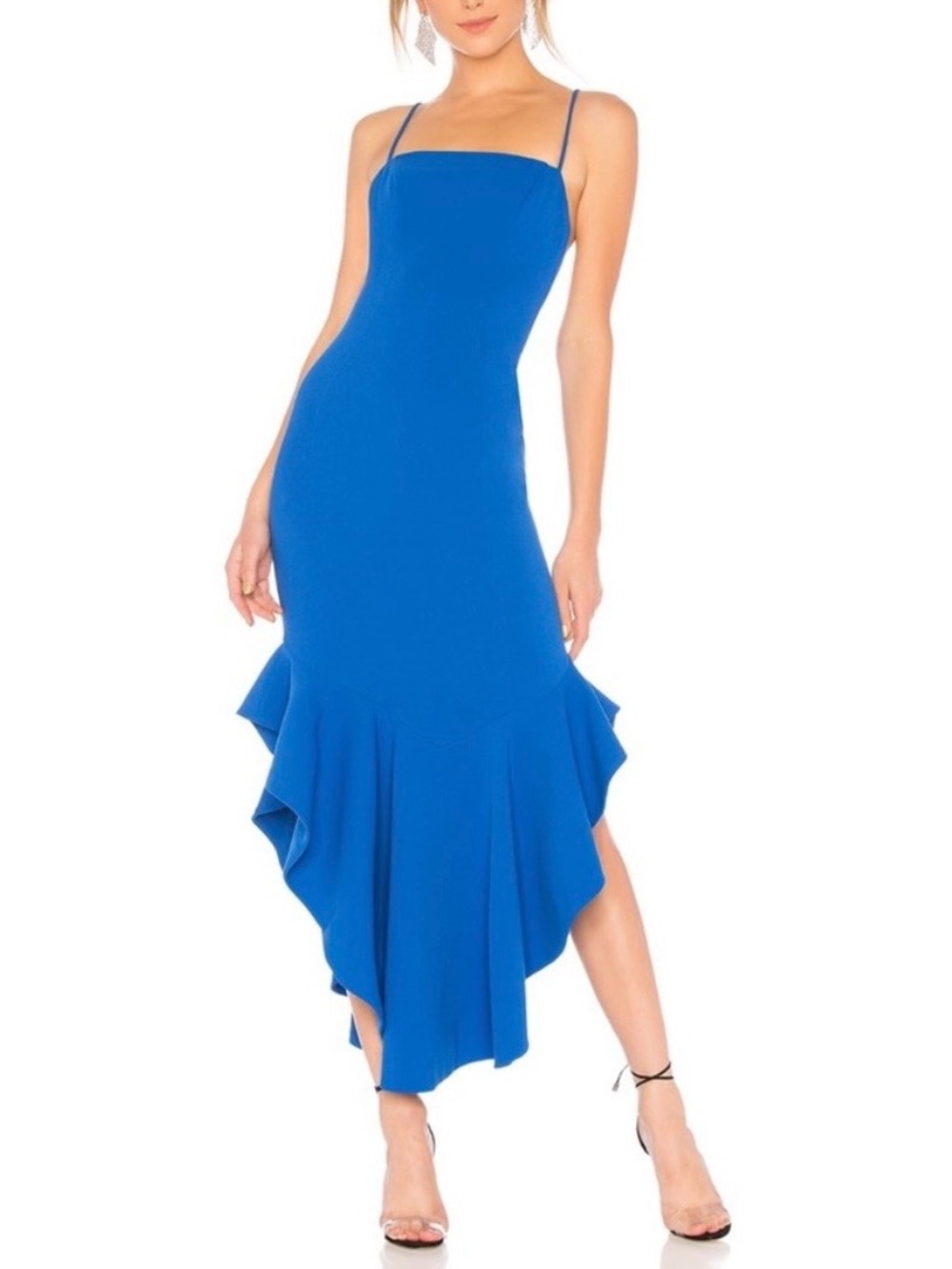 Lovers + friends James Gown with Ruffle Hem in Blue